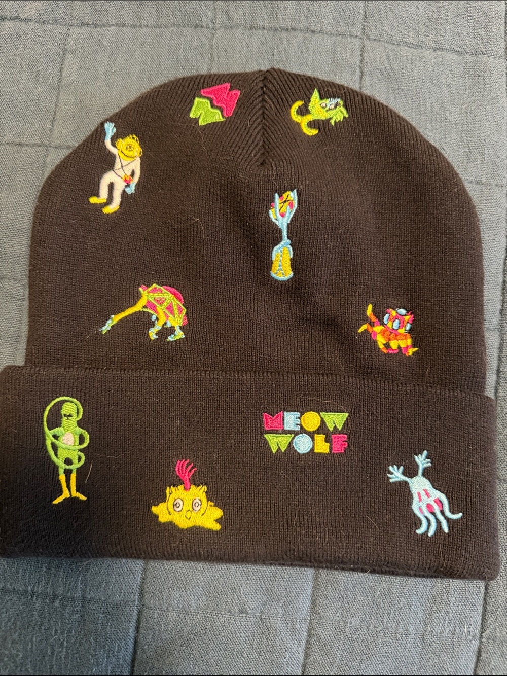 Meow Wolf Brown Embroidered Character Beanie